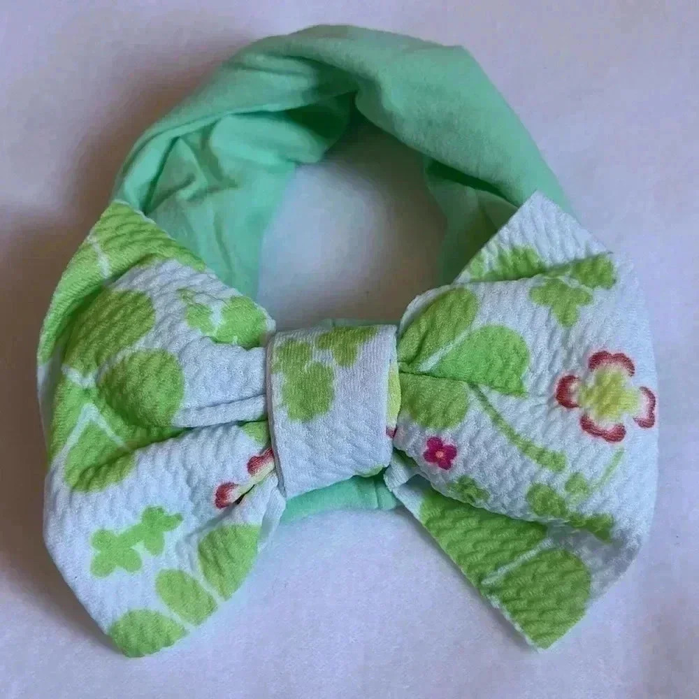 Green Clover/Flower Bohemian Bow Headband
